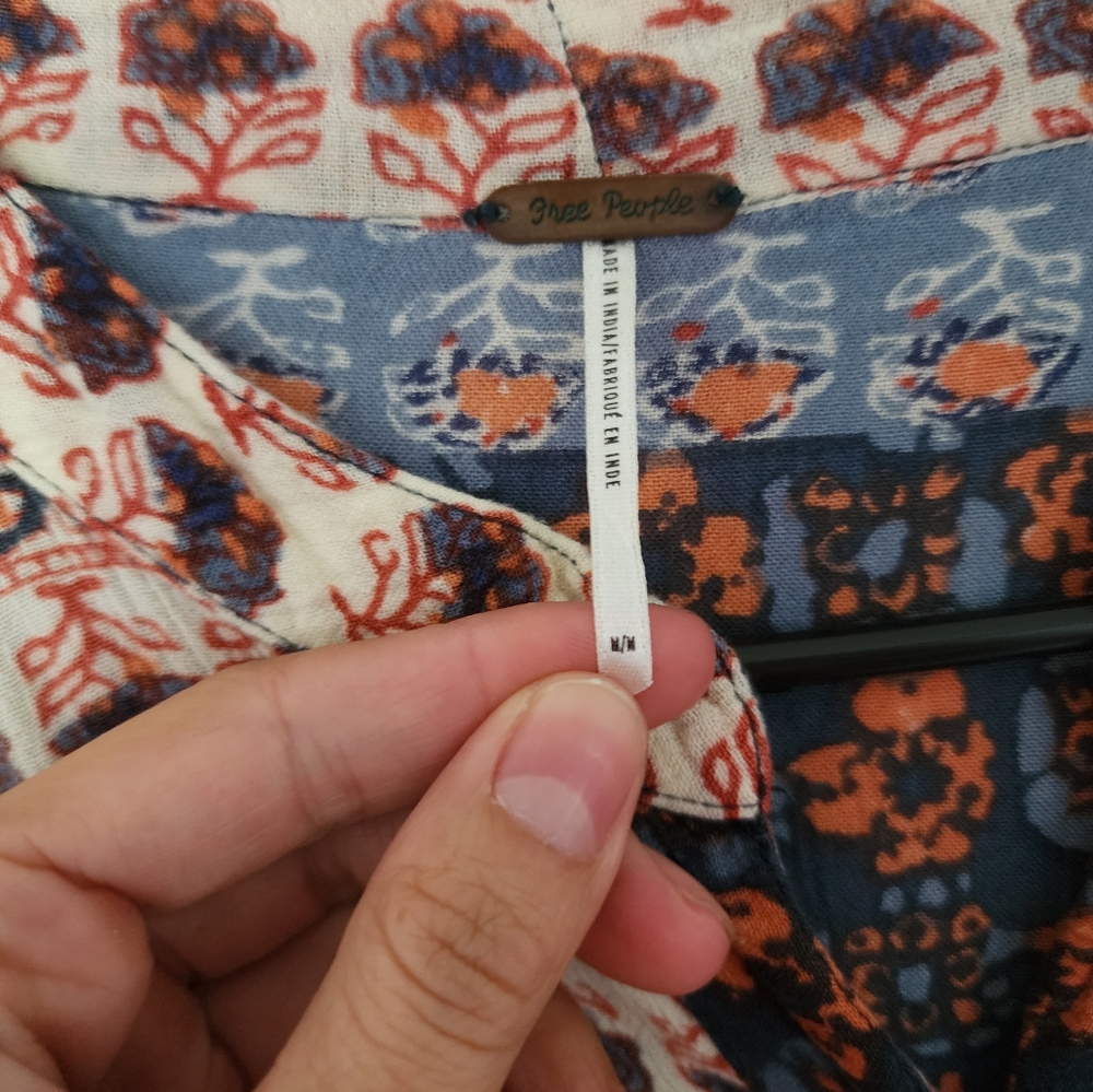 Free People Caravan Patchwork Rayon Button Down - image 4